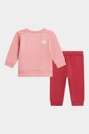 Completo due pezzi Follower SRL THE NORTH FACE per bambina con felpa rosa e pantaloni rossi in tessuto tecnico