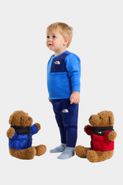 Bambino indossa completo due pezzi blu Follower SRL THE NORTH FACE con felpa e pantaloni sportivi