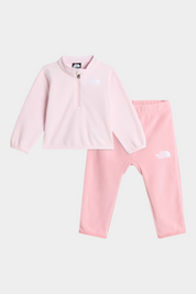 Completo due pezzi Follower SRL The North Face in pile rosa per bambina con felpa a mezza zip e pantaloni coordinati