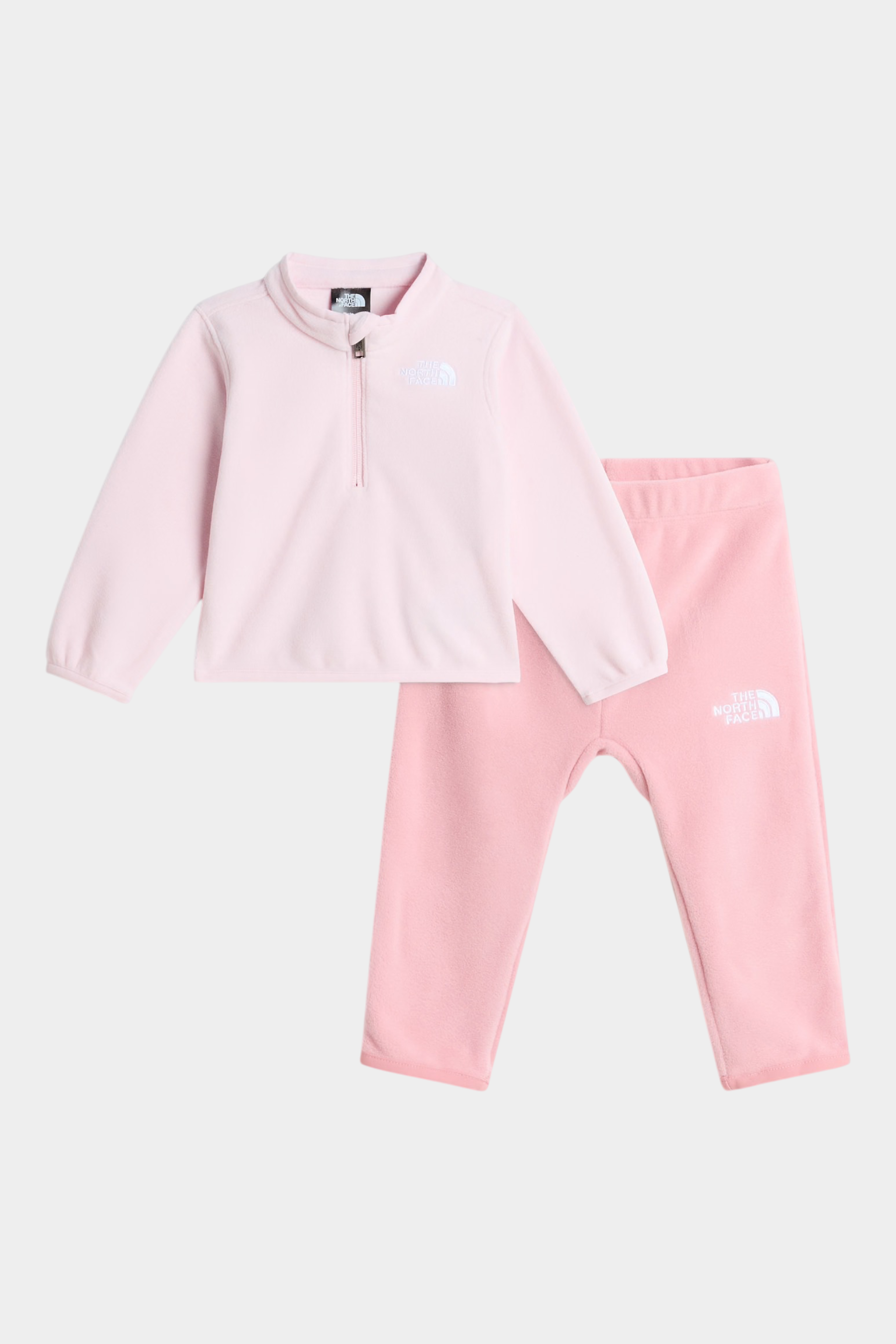Completo due pezzi Follower SRL The North Face in pile rosa per bambina con felpa a mezza zip e pantaloni coordinati