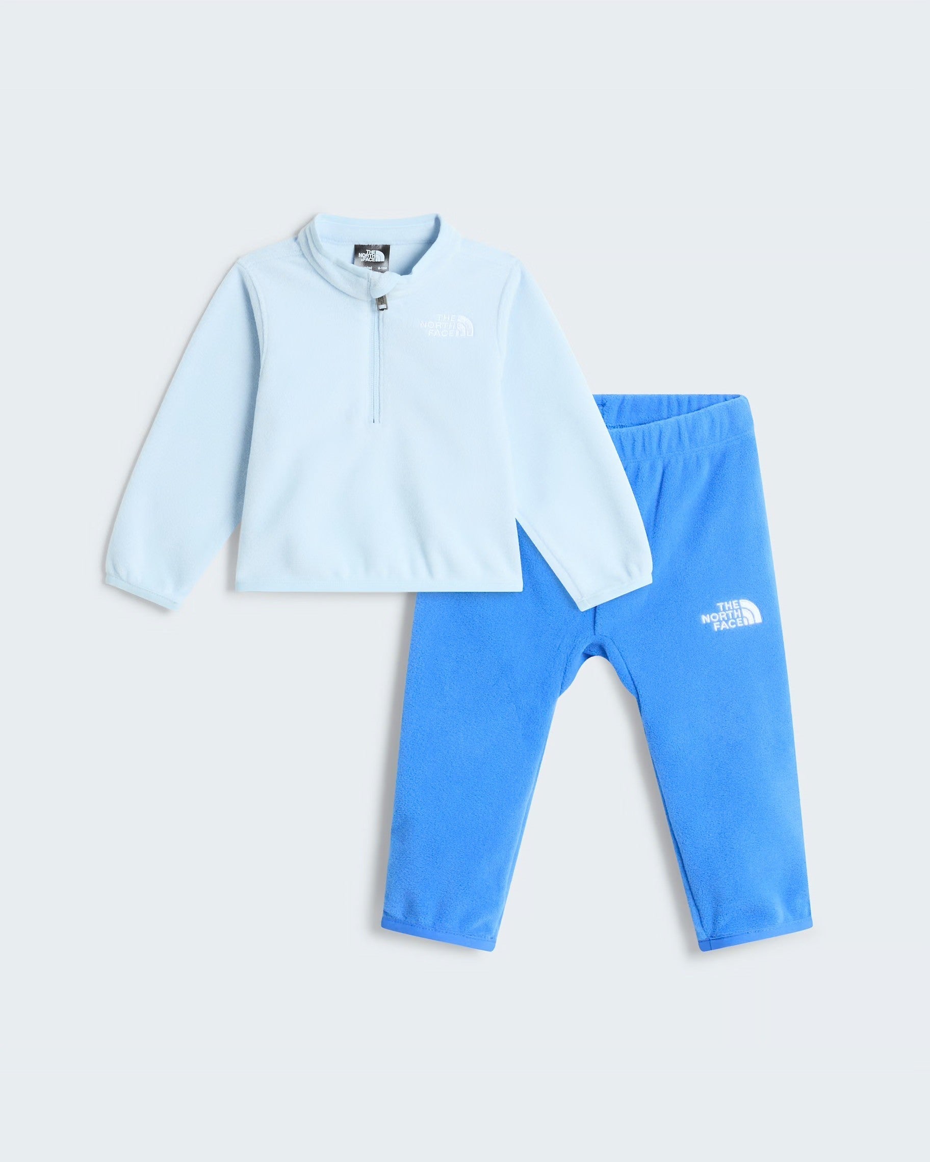 Completo due pezzi Follower SRL The North Face in pile azzurro per bambino con felpa a zip e pantaloni coordinati