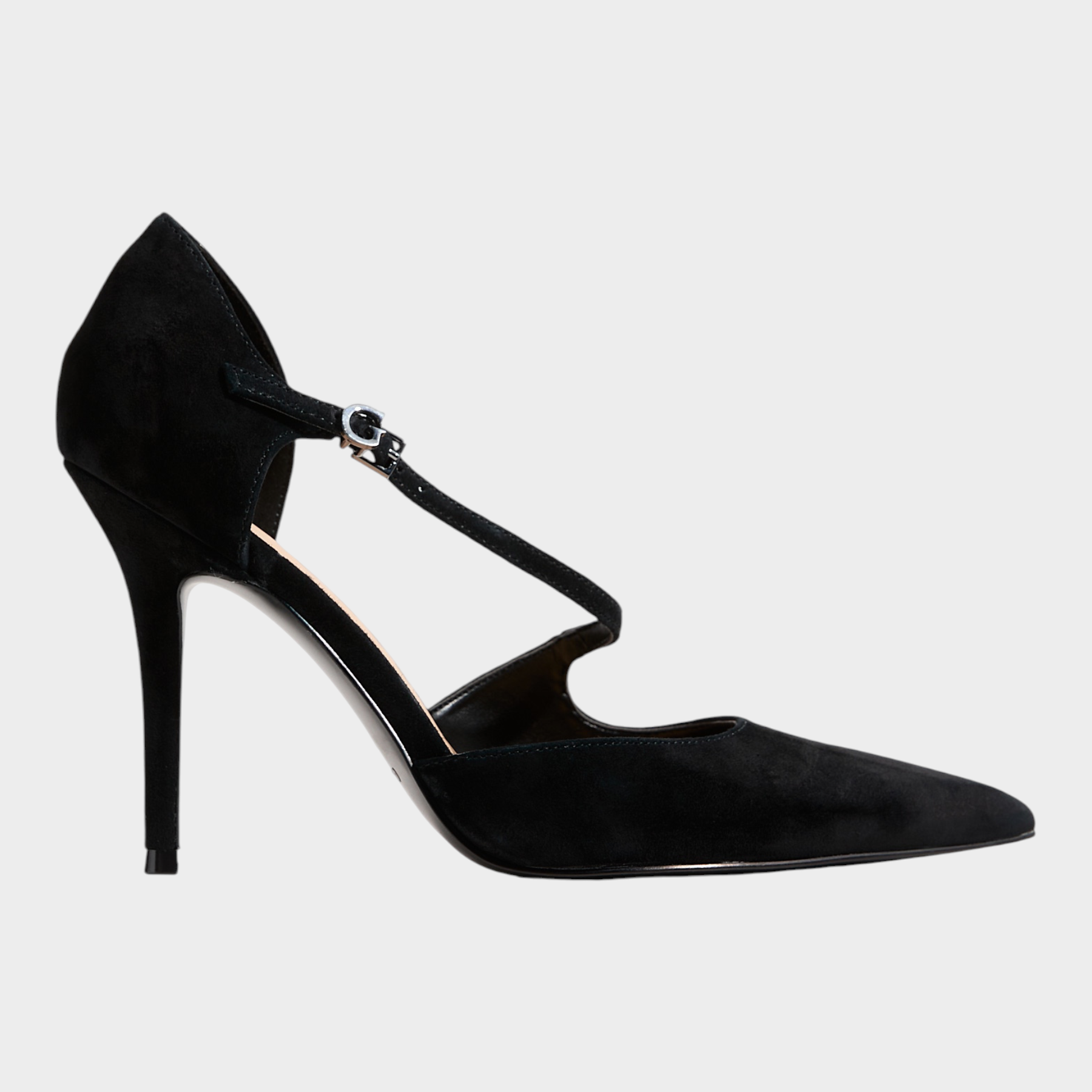 Décolleté Mary Jane Follower SRL in camoscio nero con punta affusolata e tacco da 6,5 cm
