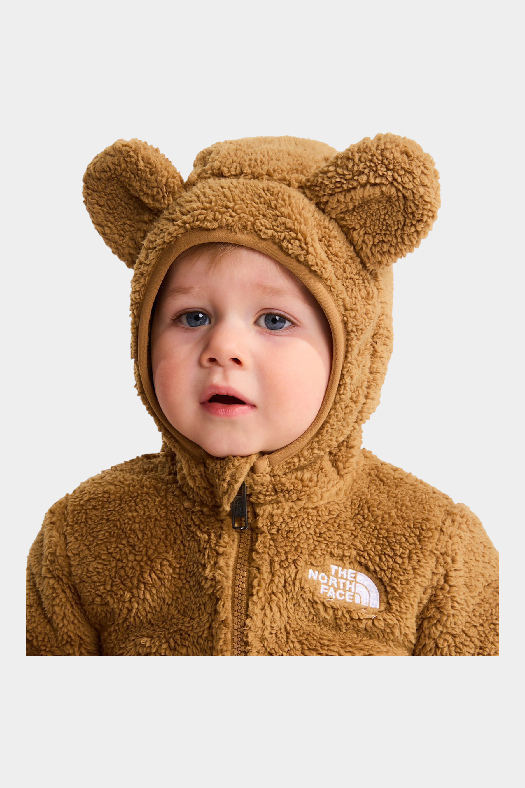 Bambino che indossa una felpa con cappuccio Follower SRL The North Face Campshire marrone in pile effetto orsetto