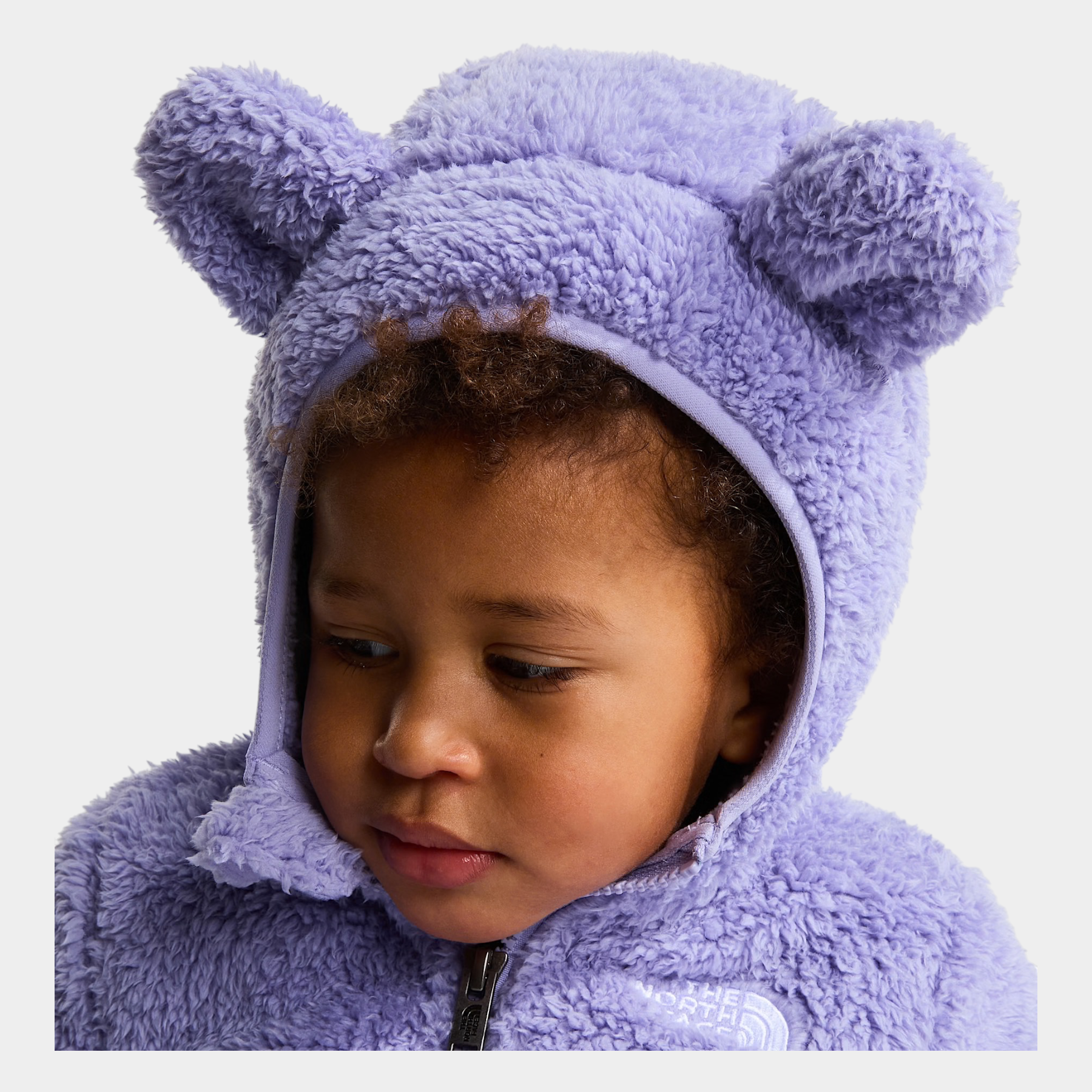 Bambino indossa felpa Follower SRL The North Face Campshire viola in pile soffice con cappuccio e orecchie da orsetto