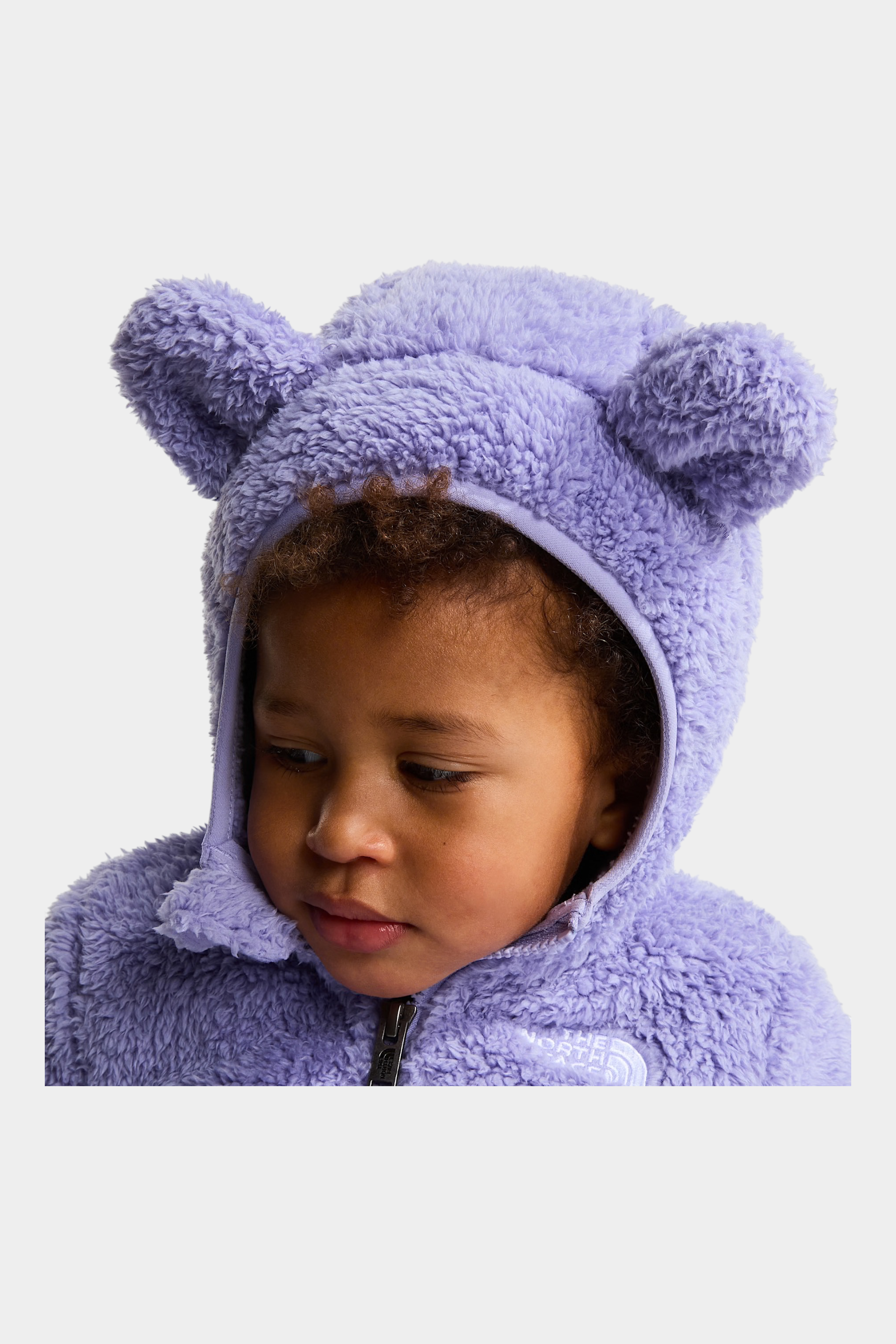 Bambino indossa felpa Follower SRL The North Face Campshire viola in pile soffice con cappuccio e orecchie da orsetto