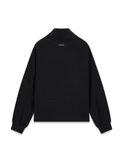 Felpa full zip da donna nera GUESS vista posteriore con logo stampato sul retro, proposta da Follower SRL