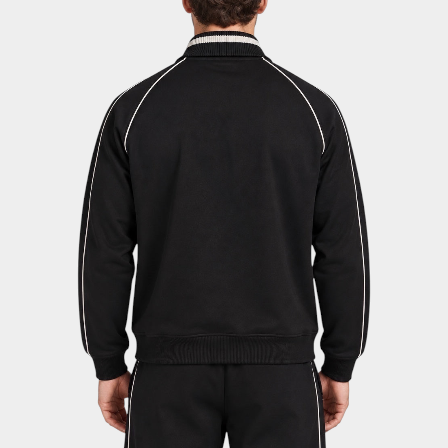 Felpa full zip nera da uomo Follower SRL con dettagli a contrasto bianchi vista posteriore