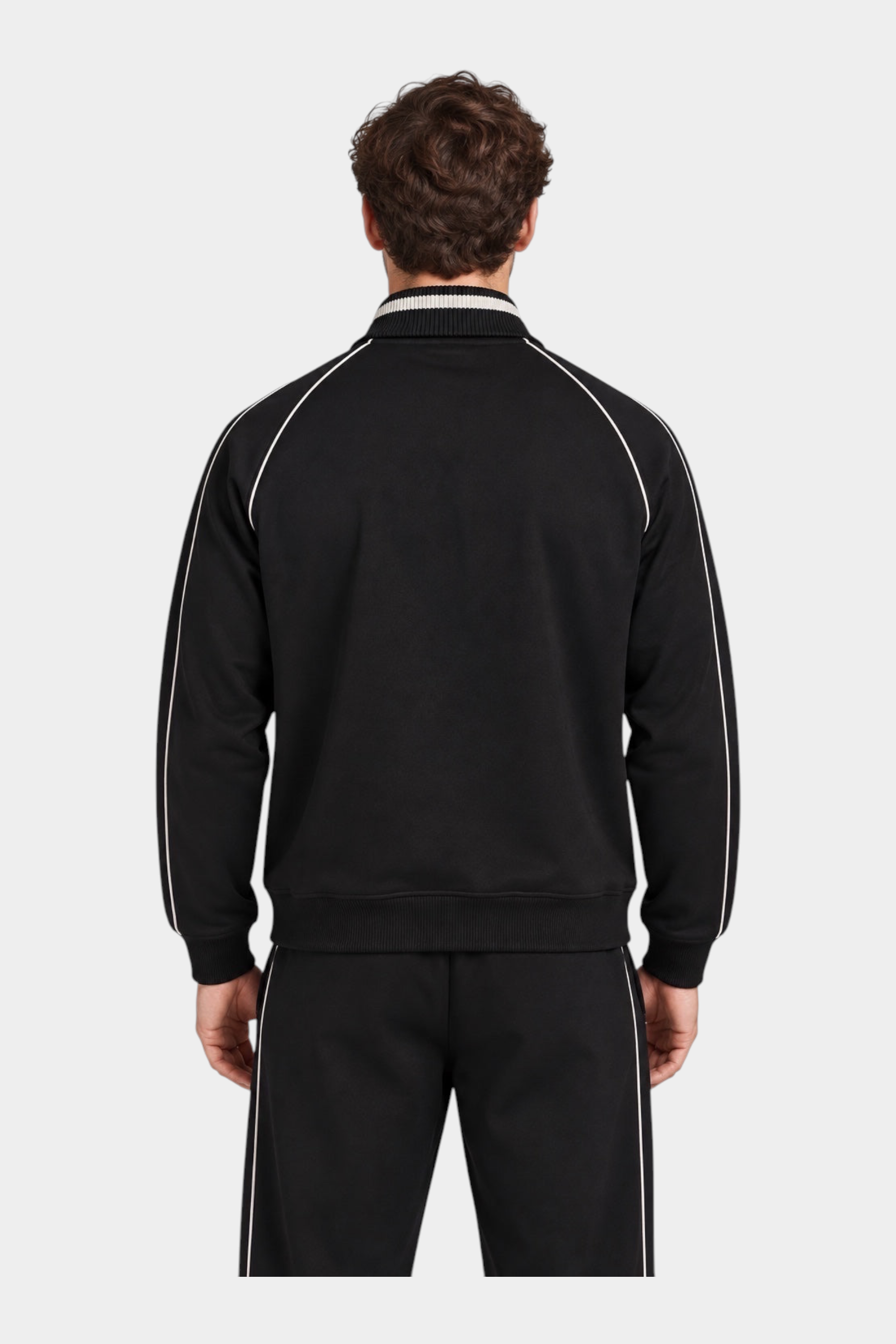 Felpa full zip nera da uomo Follower SRL con dettagli a contrasto bianchi vista posteriore