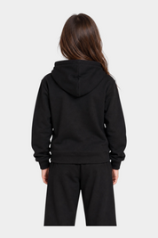 Bambina indossa felpa con cappuccio nera Follower SRL vista posteriore