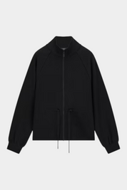 Felpa full zip da donna nera GUESS con coulisse in vita, proposta da Follower SRL