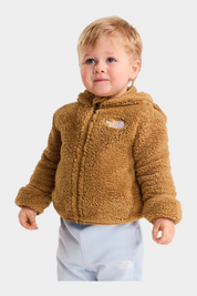 Bambino che indossa una felpa con cappuccio in pile marrone Follower SRL The North Face con chiusura a zip