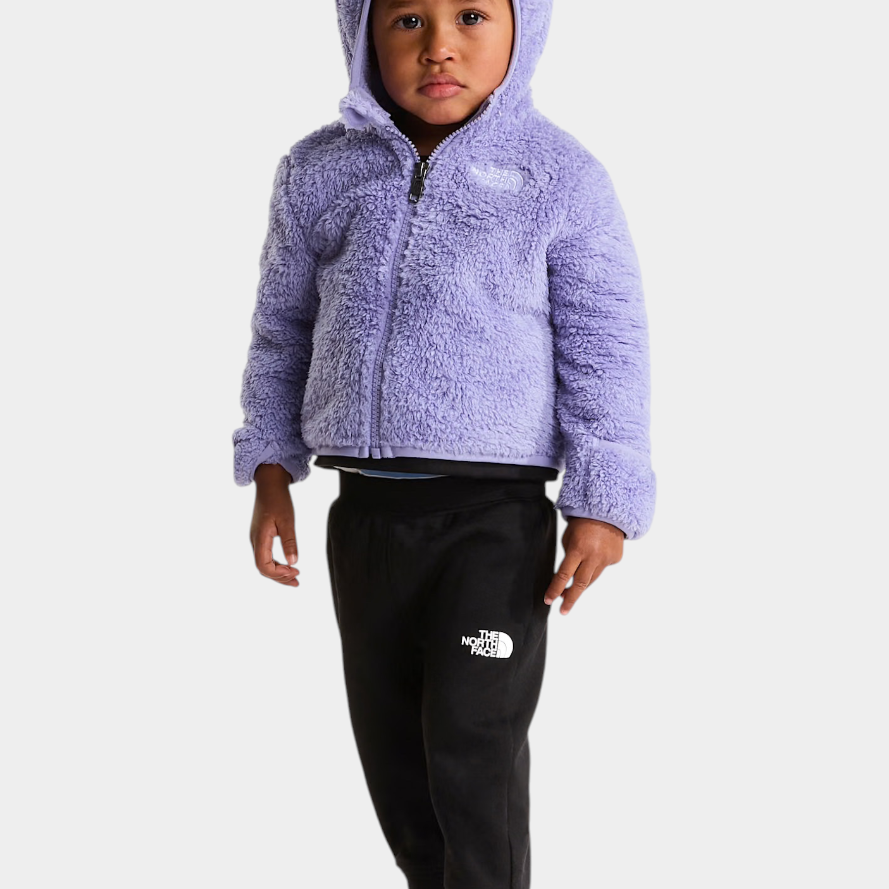 Bambino indossa felpa in pile viola Follower SRL Campshire con cappuccio e orecchie da orsetto