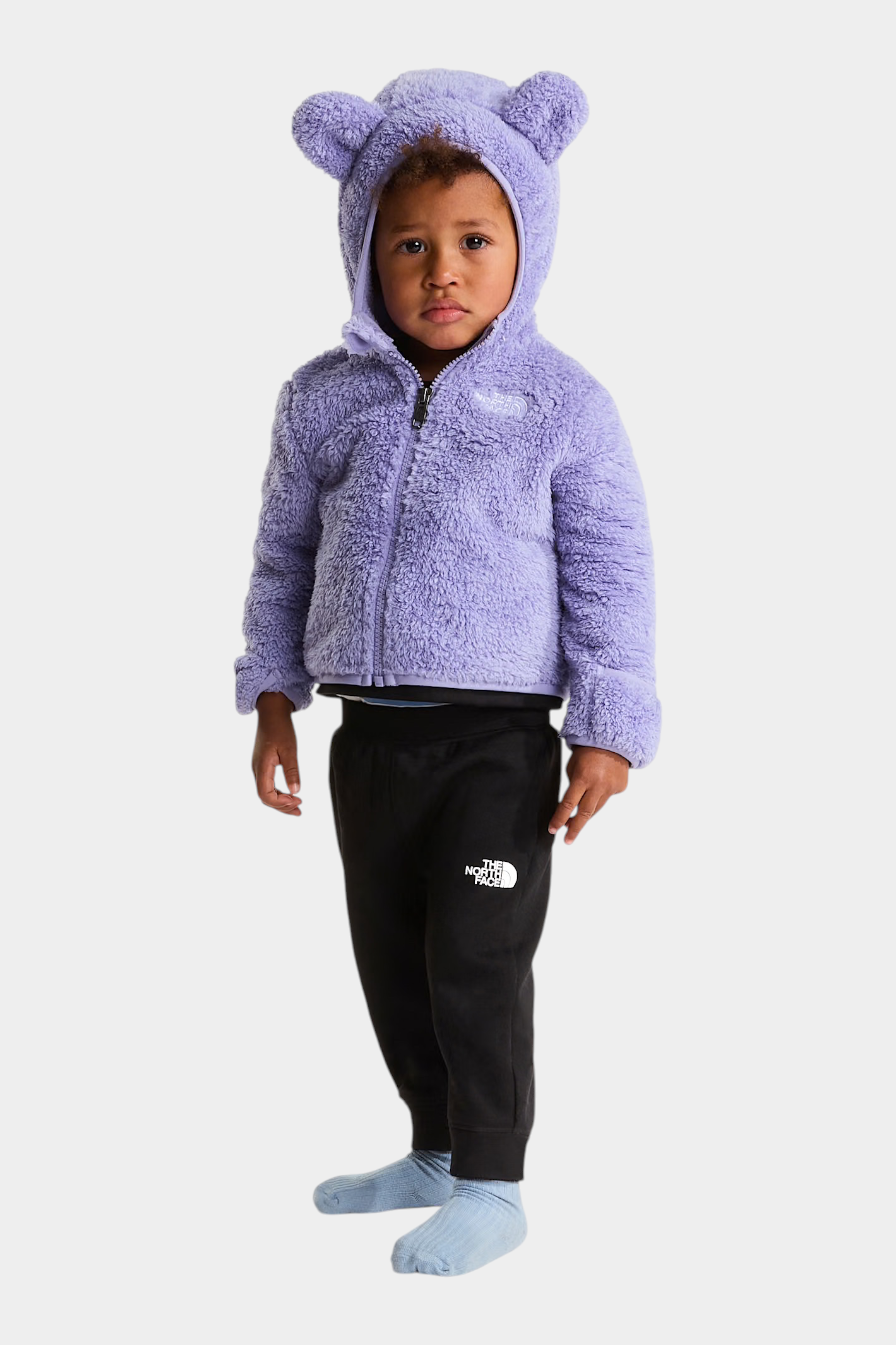 Bambino indossa felpa in pile viola Follower SRL Campshire con cappuccio e orecchie da orsetto