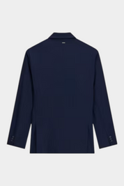 Giacca monopetto da uomo blu GUESS vista posteriore, elegante e formale, proposta da Follower SRL