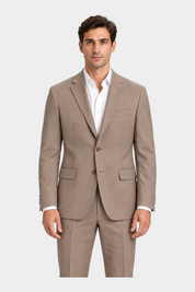 Giacca monopetto beige GUESS indossata da un modello, stile elegante per Follower SRL