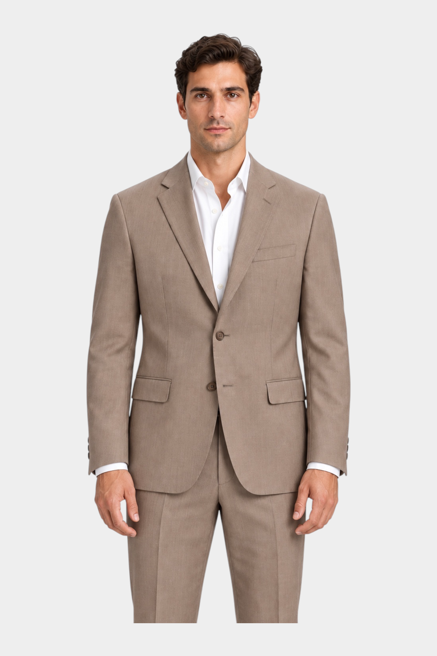 Giacca monopetto beige GUESS indossata da un modello, stile elegante per Follower SRL