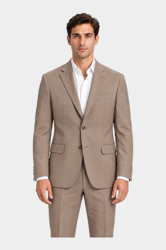 Giacca monopetto beige GUESS indossata da un modello, stile elegante per Follower SRL