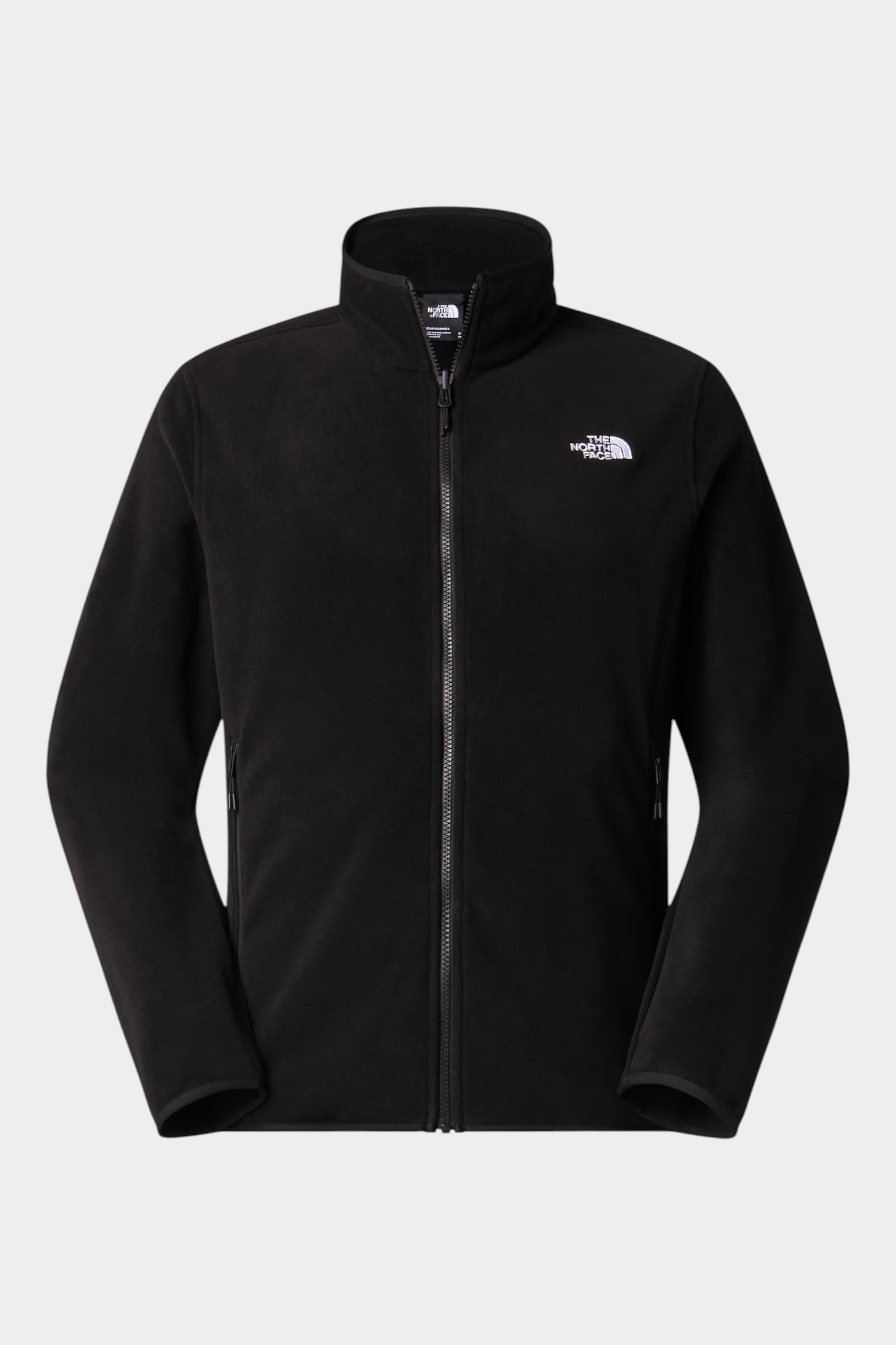 Giacca in pile nera Follower SRL The North Face con chiusura a zip intera e logo bianco ricamato sul petto