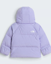 Giacca in piumino Follower SRL color viola con cappuccio e logo The North Face sul retro