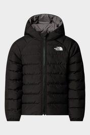 Giacca reversibile imbottita nera con cappuccio Follower SRL The North Face, design trapuntato e logo bianco