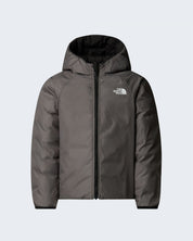 Giacca reversibile imbottita con cappuccio Follower SRL The North Face in grigio scuro e nero con logo frontale