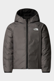 Giacca reversibile imbottita con cappuccio Follower SRL The North Face in grigio scuro e nero con logo frontale