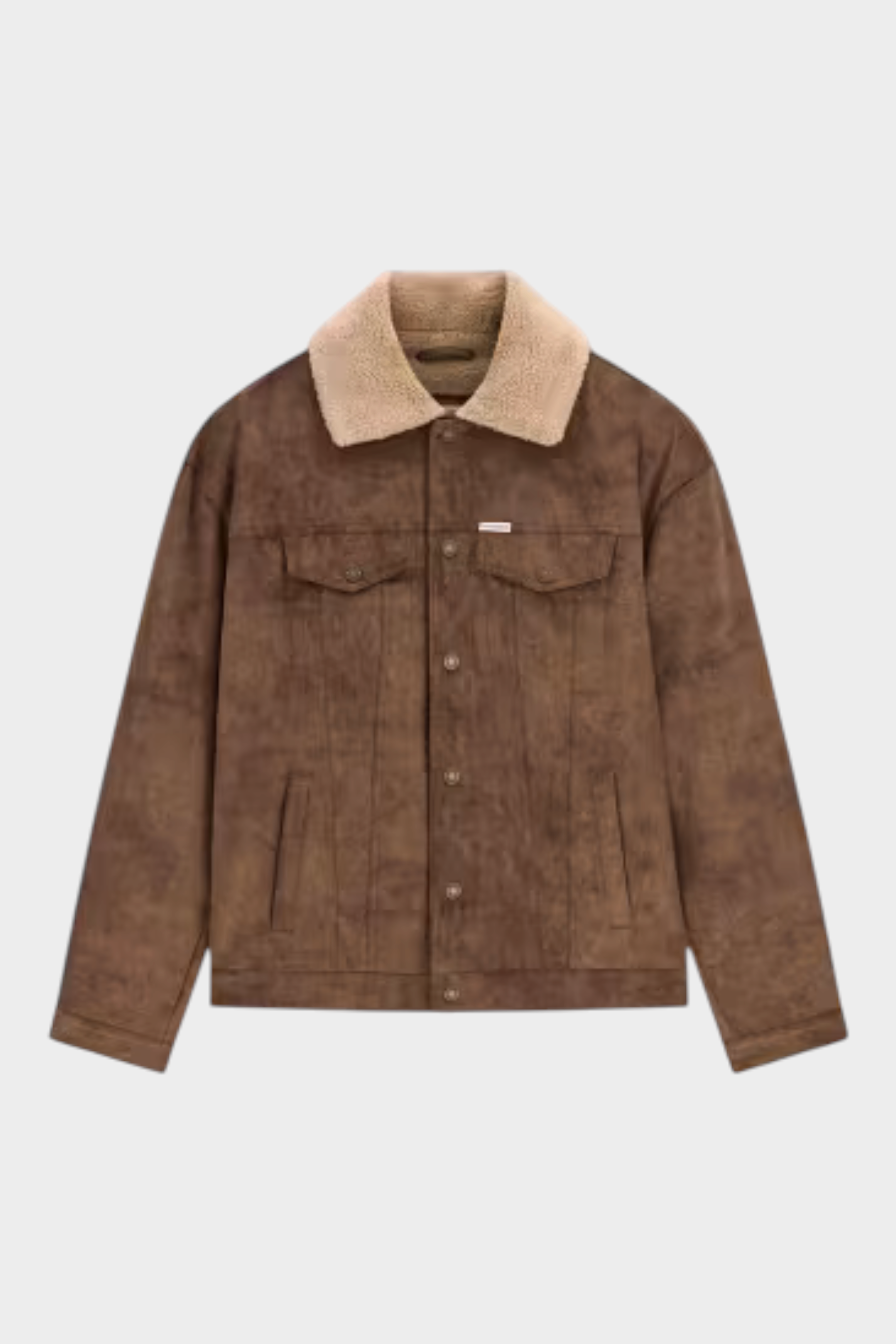 Giacca da uomo Follower SRL in similpelle marrone con colletto in pelliccia sintetica e chiusura a bottoni