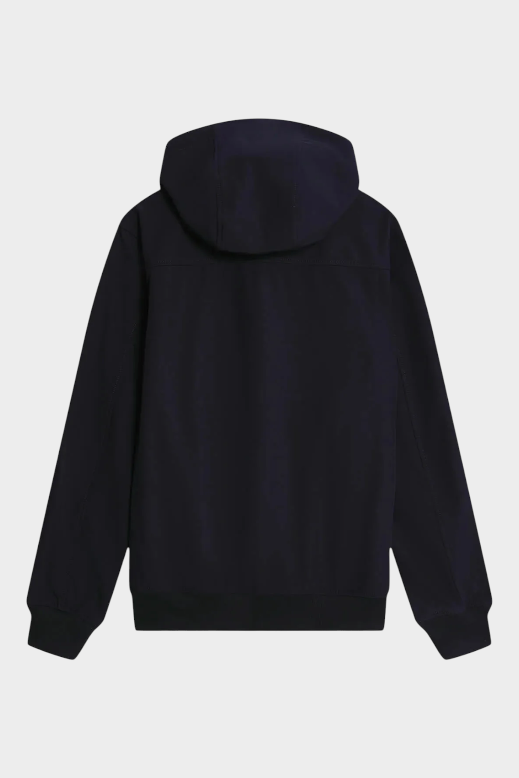 Vista posteriore della giacca softshell blu con cappuccio LYLE & SCOTT venduta da Follower SRL