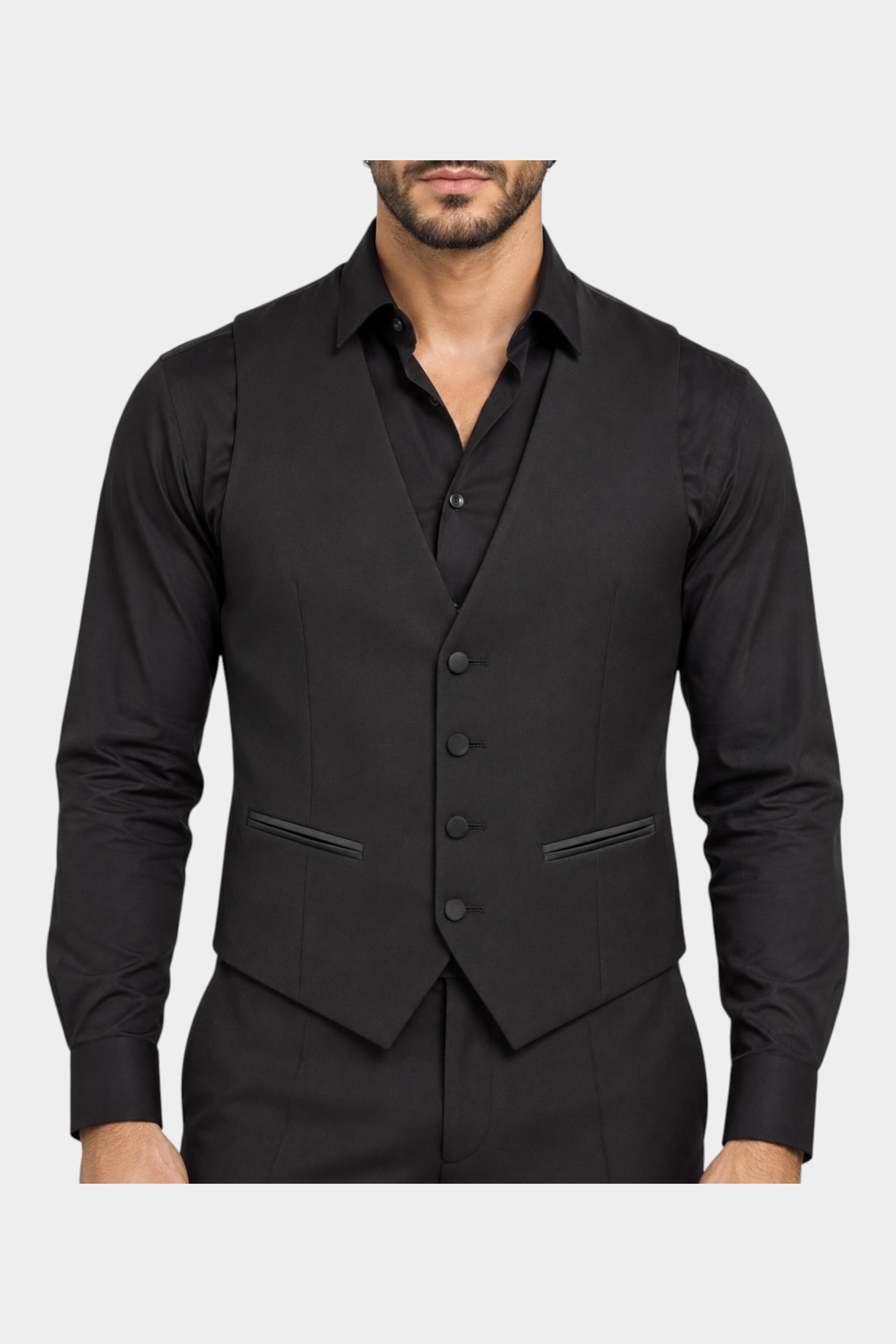 Gilet nero elegante da uomo Follower SRL in misto poliestere e viscosa con chiusura monopetto