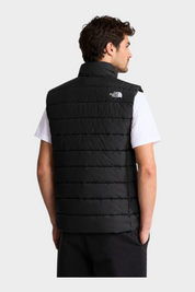 Gilet imbottito nero The North Face con tecnologia WindWall indossato da un uomo visto di spalle