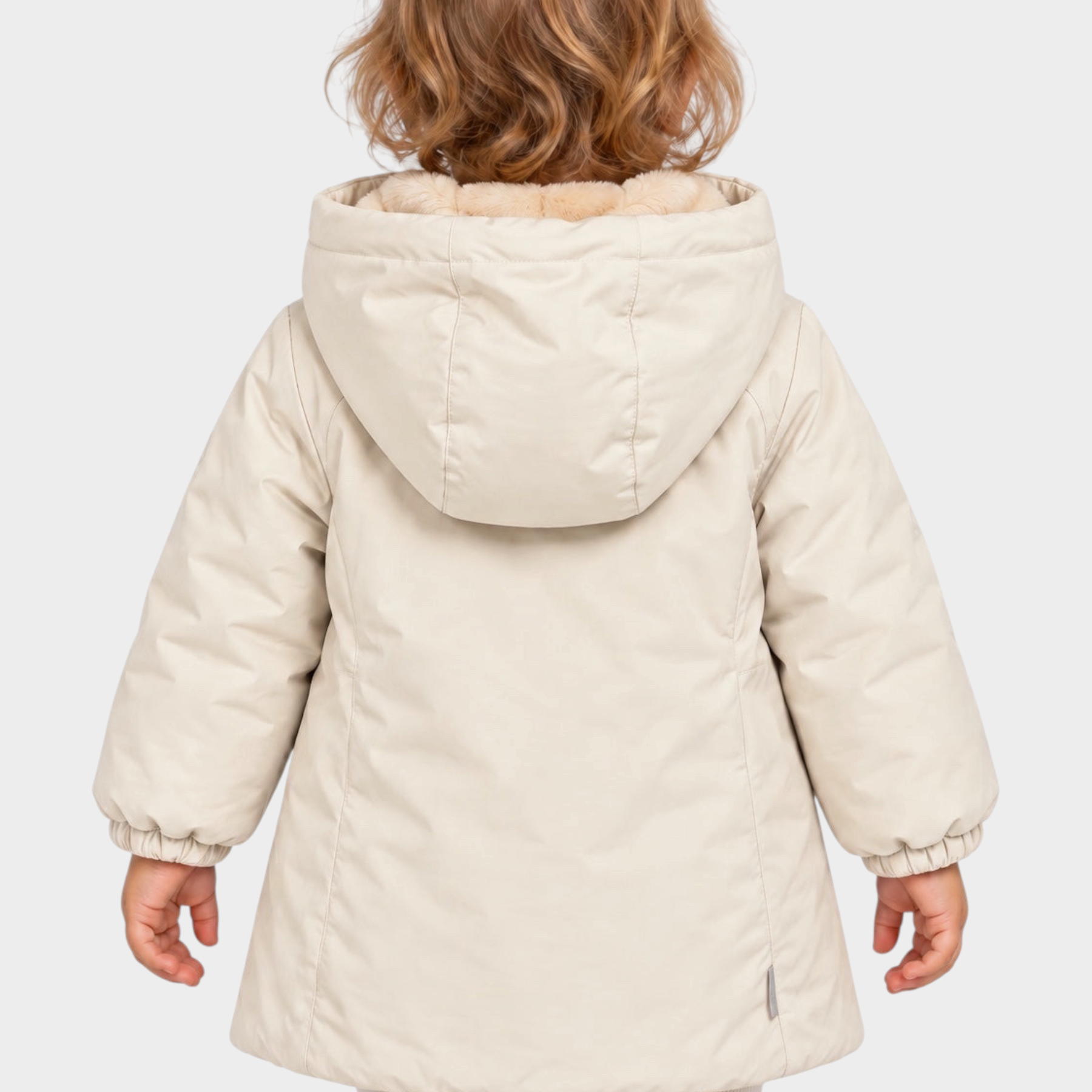 Giubbino Aurelia Follower SRL in velluto color avorio per bambina con cappuccio foderato