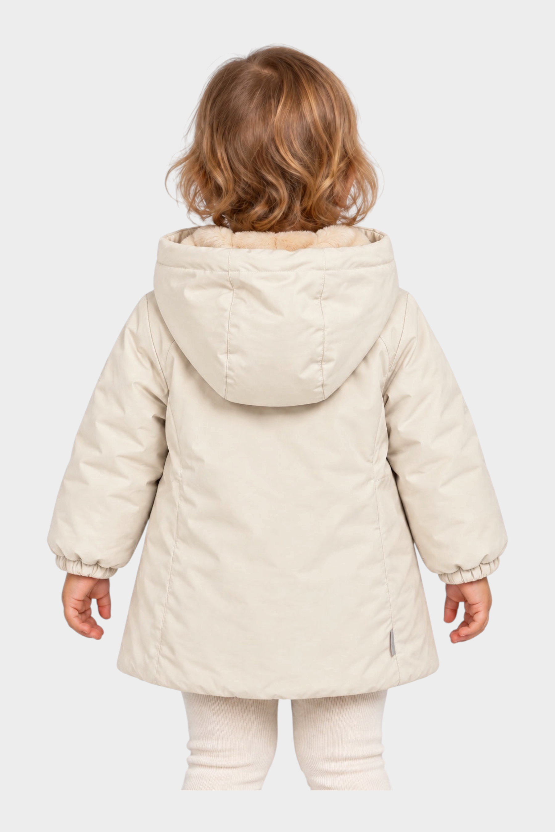 Giubbino Aurelia Follower SRL in velluto color avorio per bambina con cappuccio foderato