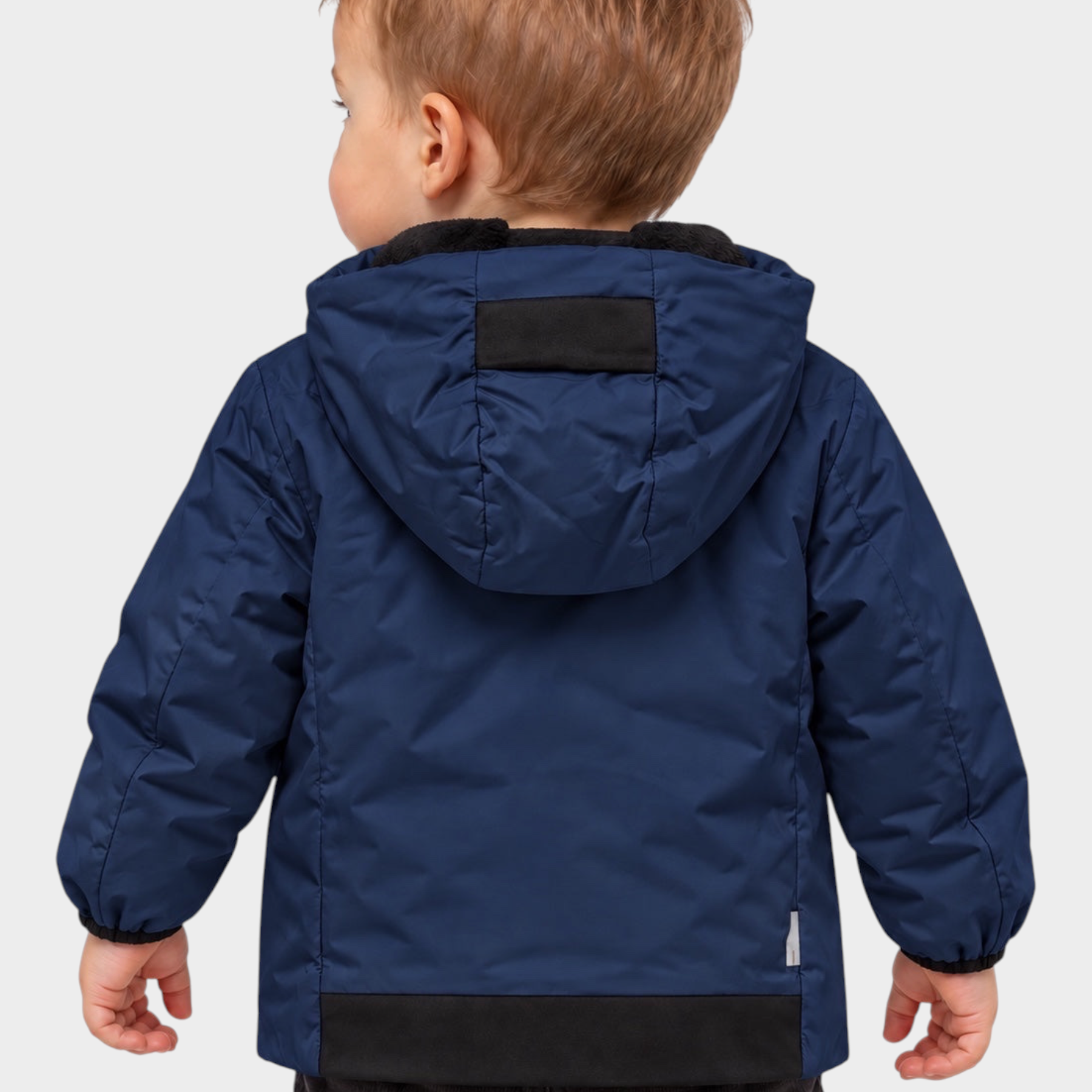 Giubbino Aurelia Velour Bambino Blu SUNS BOARDS di Follower SRL, giacca invernale blu con cappuccio e dettagli neri