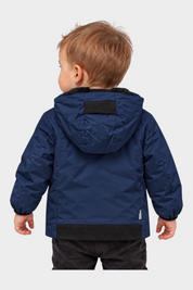 Giubbino Aurelia Velour Bambino Blu SUNS BOARDS di Follower SRL, giacca invernale blu con cappuccio e dettagli neri