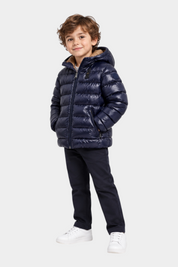 Bambino indossa giubbino Follower SRL Blauer blu in nylon trapuntato con cappuccio e imbottitura Sorona Aura