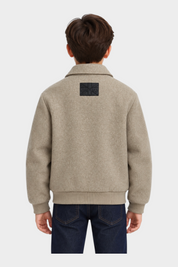 Giubbino bomber beige Follower SRL per bambino con patch logo posteriore, vista posteriore