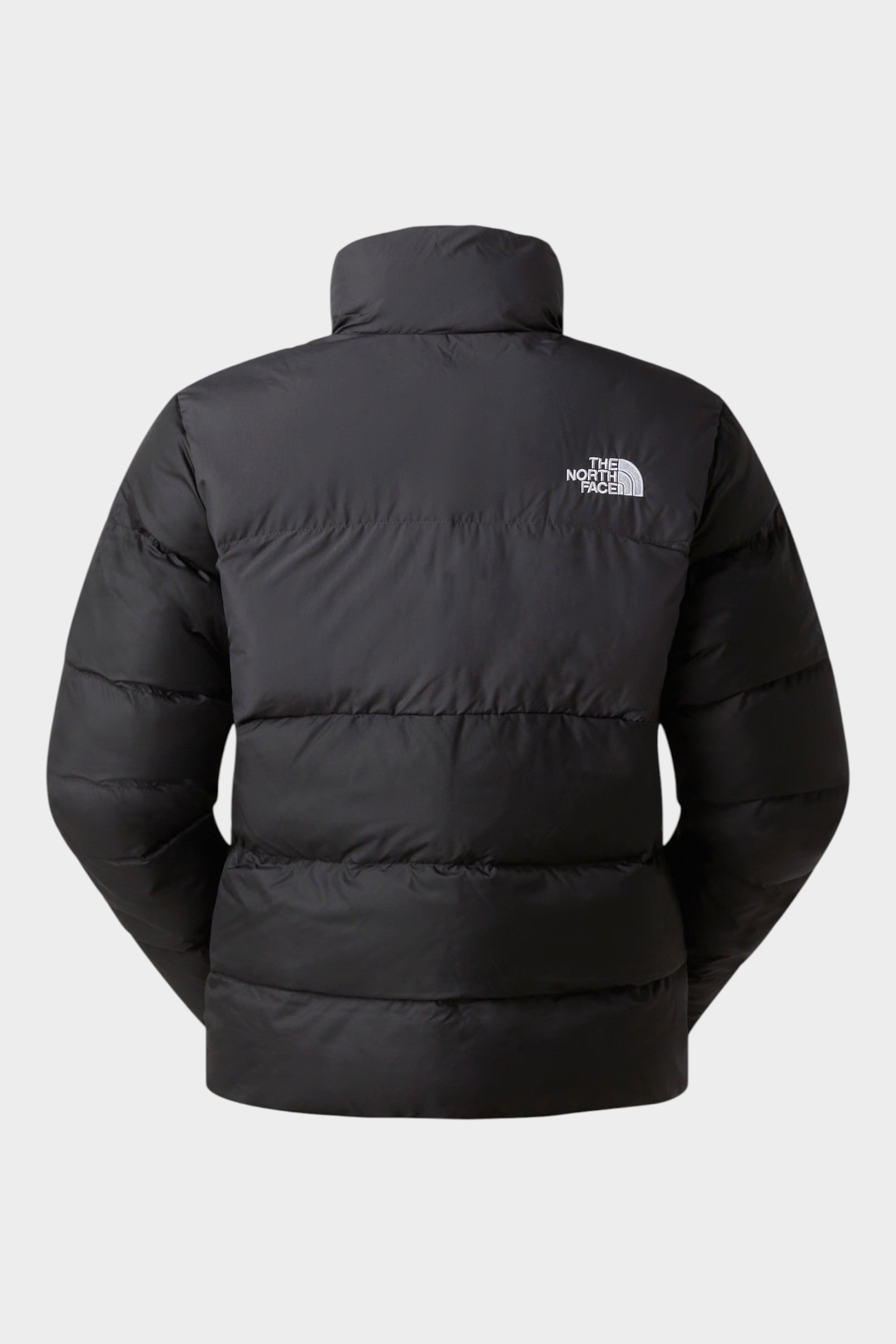 Vista posteriore del giubbino nero Saikuru da donna di Follower SRL con logo The North Face bianco