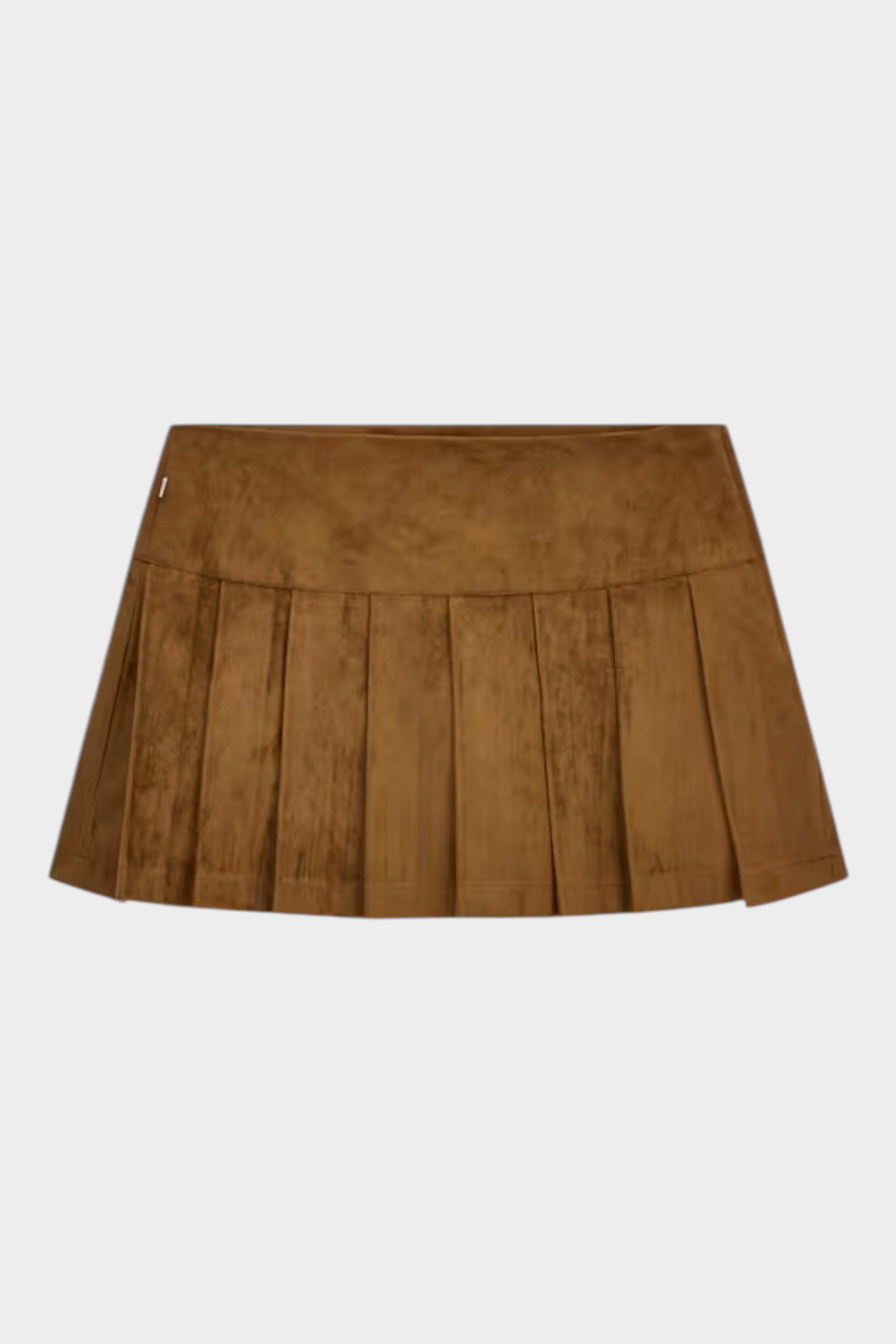 Gonna plissettata corta in pelle scamosciata marrone GUESS proposta da Follower SRL