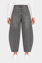 Jeans baggy grigi per bambina Follower SRL con taglio ampio e tasche posteriori, vista posteriore
