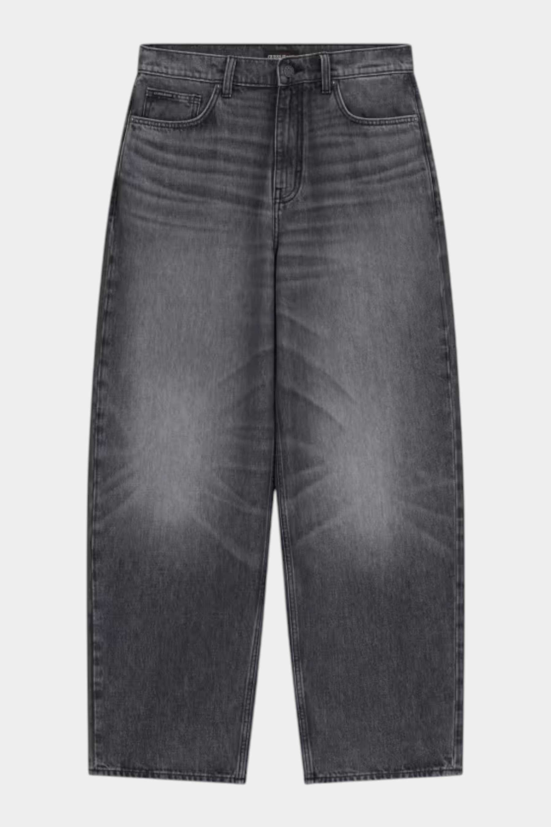 Jeans baggy da uomo GUESS grigi in denim con vestibilità comoda e 5 tasche, proposti da Follower SRL