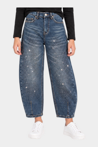 Jeans Baggy con strass Bambina Blu MA VIE PARIS - 8 anni