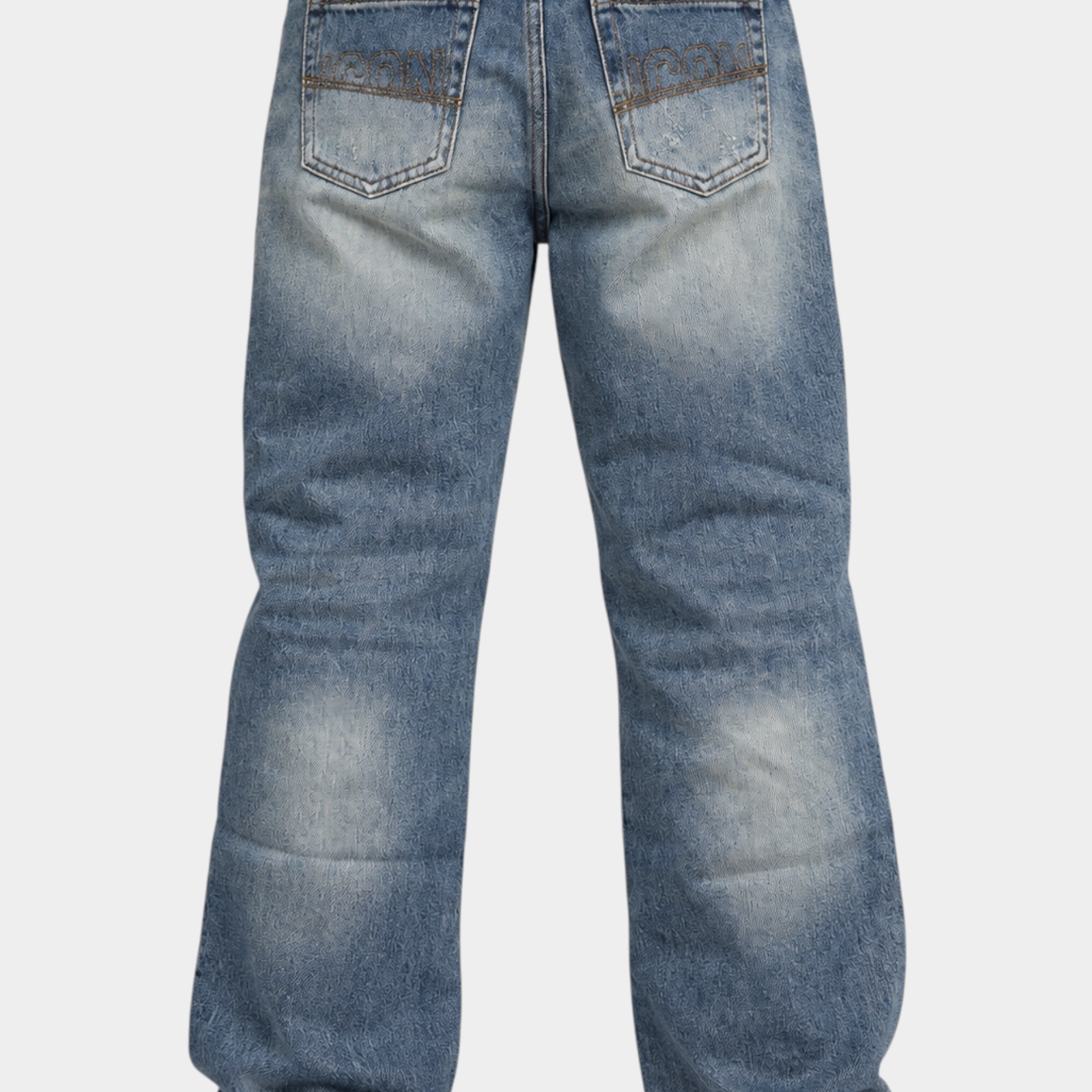 Jeans larghi Follower SRL per bambino in denim blu slavato con dettaglio ICON sulla tasca posteriore