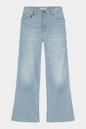 Jeans wide leg a righe azzurri Follower SRL in misto cotone sostenibile con vita alta e vestibilità comoda