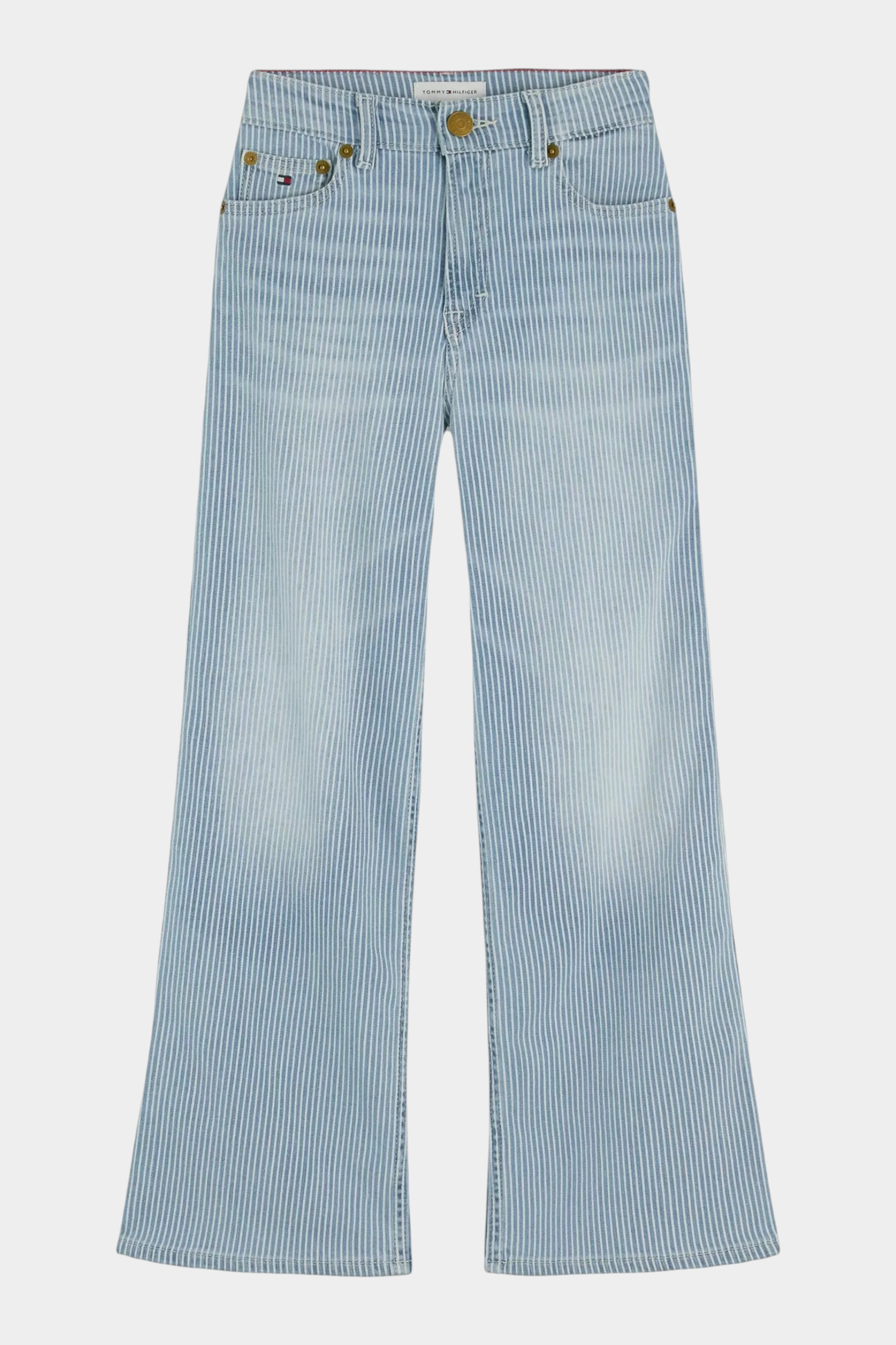 Jeans wide leg a righe azzurri Follower SRL in misto cotone sostenibile con vita alta e vestibilità comoda