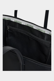 Interno della borsa shopping Follower SRL LACOSTE L.12.12 Concept nera con tasca interna in rete e logo a nastro