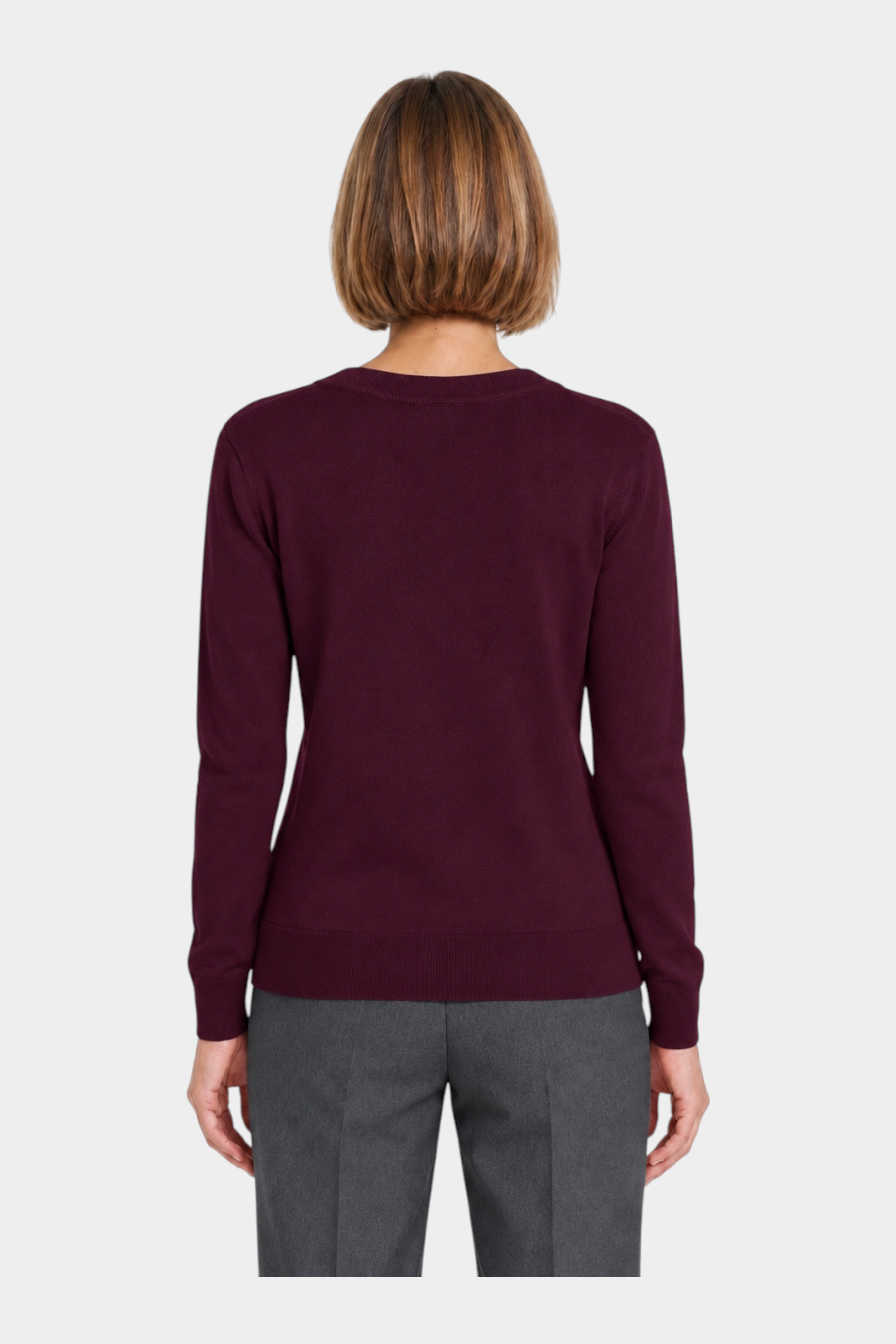 Maglia donna bordeaux a maniche lunghe Ragno vista posteriore, elegante e versatile per outfit casual