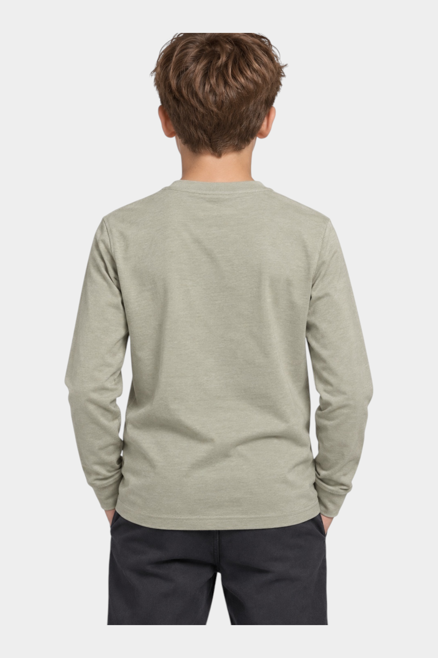 Vista posteriore di una maglietta a maniche lunghe beige Follower SRL indossata da un bambino