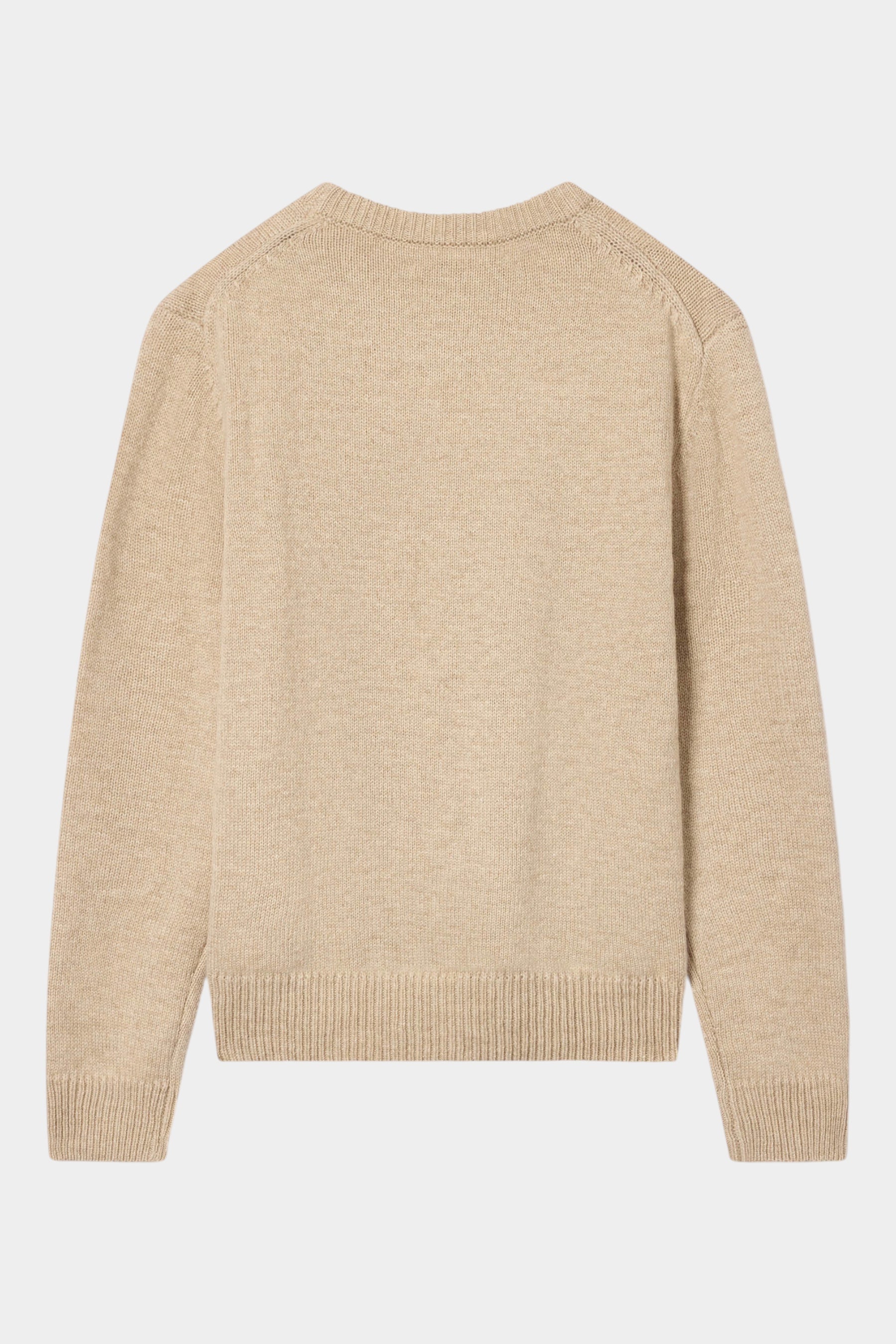 Maglione girocollo Follower SRL per bambina in maglia beige melange con polsini e fondo a costine, vista posteriore