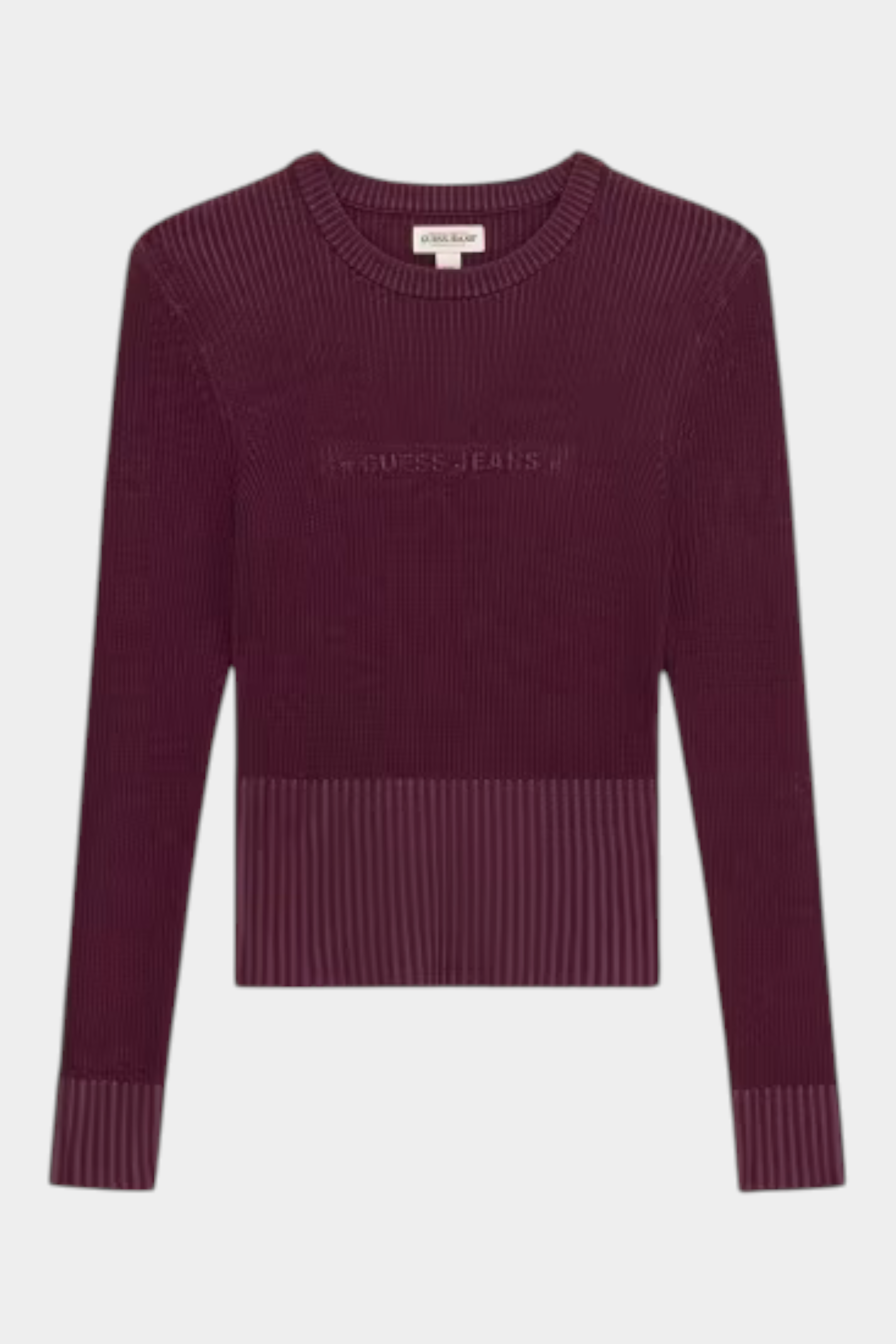 Maglione Follower SRL bordeaux in misto lana con girocollo, maniche lunghe e logo GUESS in rilievo