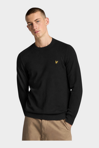 Maglione girocollo in cotone e lana merino Uomo Nero LYLE &amp; SCOTT - S